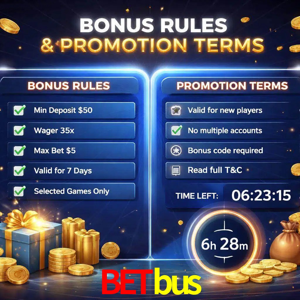 Reglas de promoción Betbus y condiciones de bonos explicadas visualmente