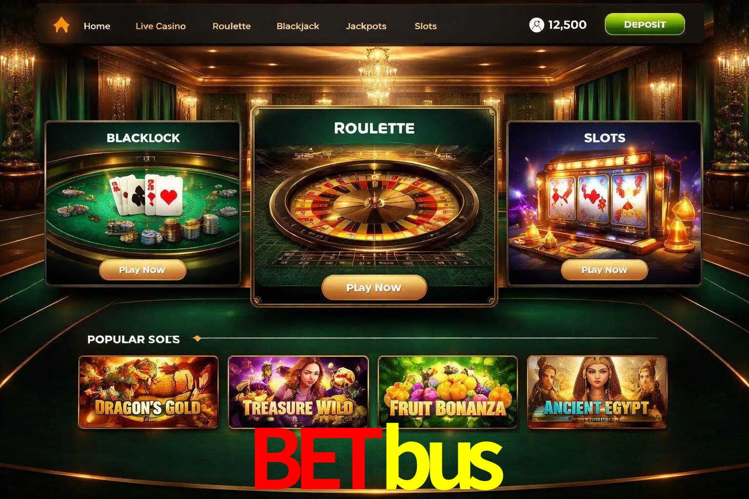 Vista de la plataforma Betbus Casino mostrando categorías organizadas de juegos en línea